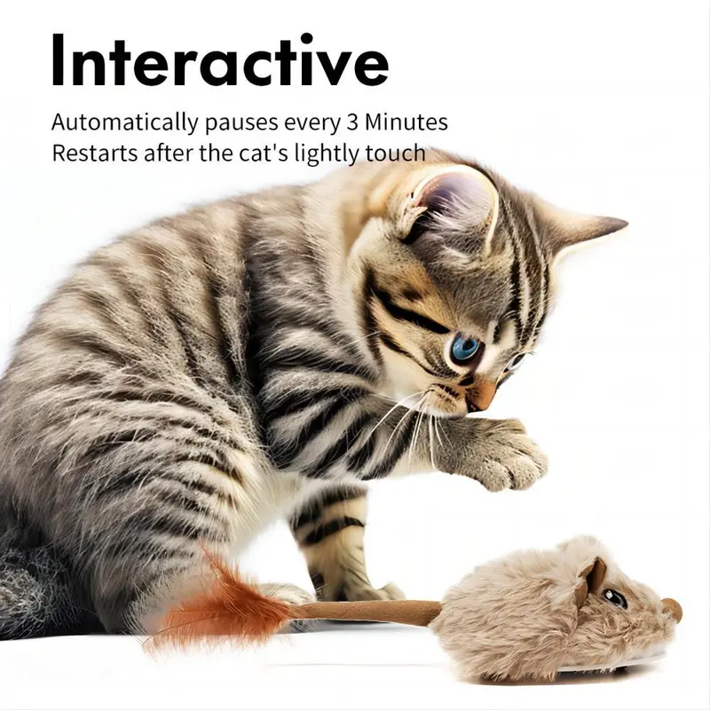 Shaking Tail Motion Activated Mouse Toy, Rechargeable Cat Interactive Toy with Sound, Indoor Cat Toy, Pet Supplies for Small Medium Large Cats 4