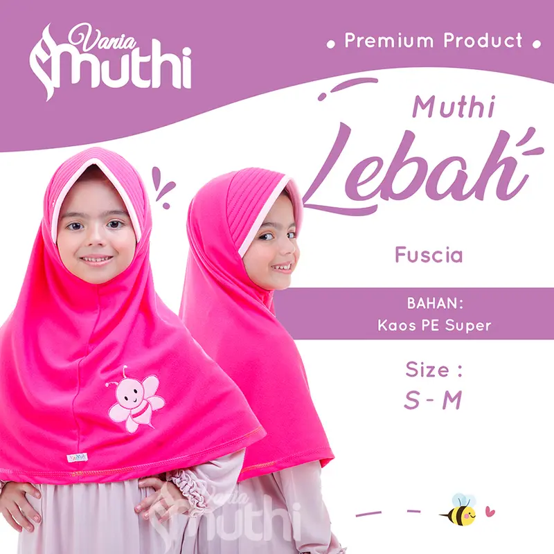 Vania Muthi - Hijab Instant Jilbab Anak Perempuan Motif Lebah S Umur 4 - 7 Tahun Kerudung Kaos Adem Nyaman Simpel Original Muslim 5