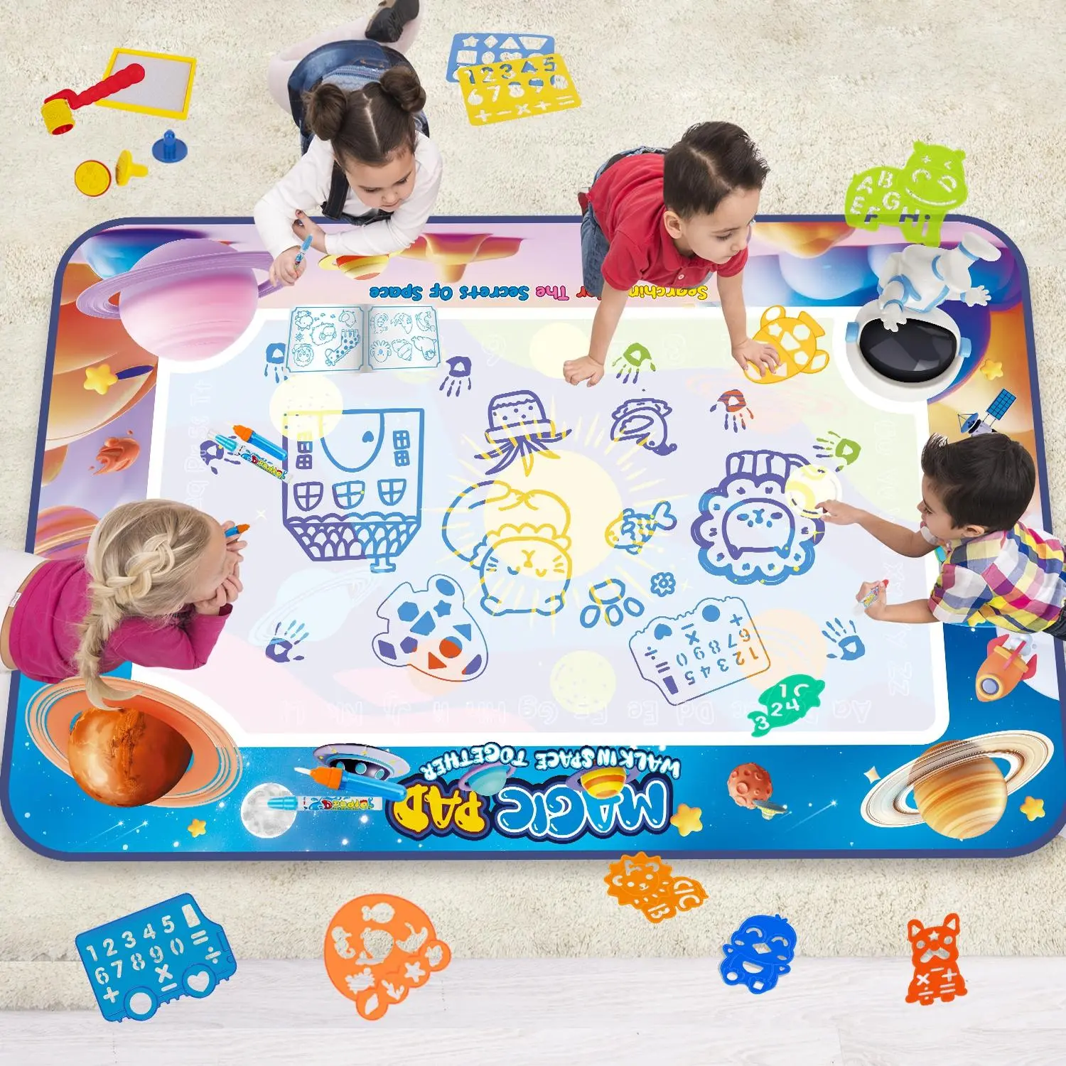 Magic Water Painting Mat, 1 Box Creative Interactive Learning Children Water Painting Mat, Educational Toy for Boys & Girls, Play