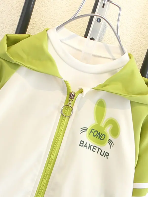 Cartoon Print Hooded Jacket, Casual Long Sleeve Zip Up Outerwear for Spring & Fall, Kids Clothes for Daily Wear 2