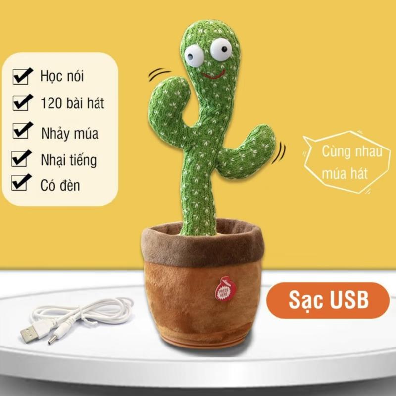 Đồ Chơi Cây Xương Rồng Nhảy Múa Phát 120 Bài Hát Và Nhại Tiếng Kèm Sạc Pin Toy Phát Nhạc