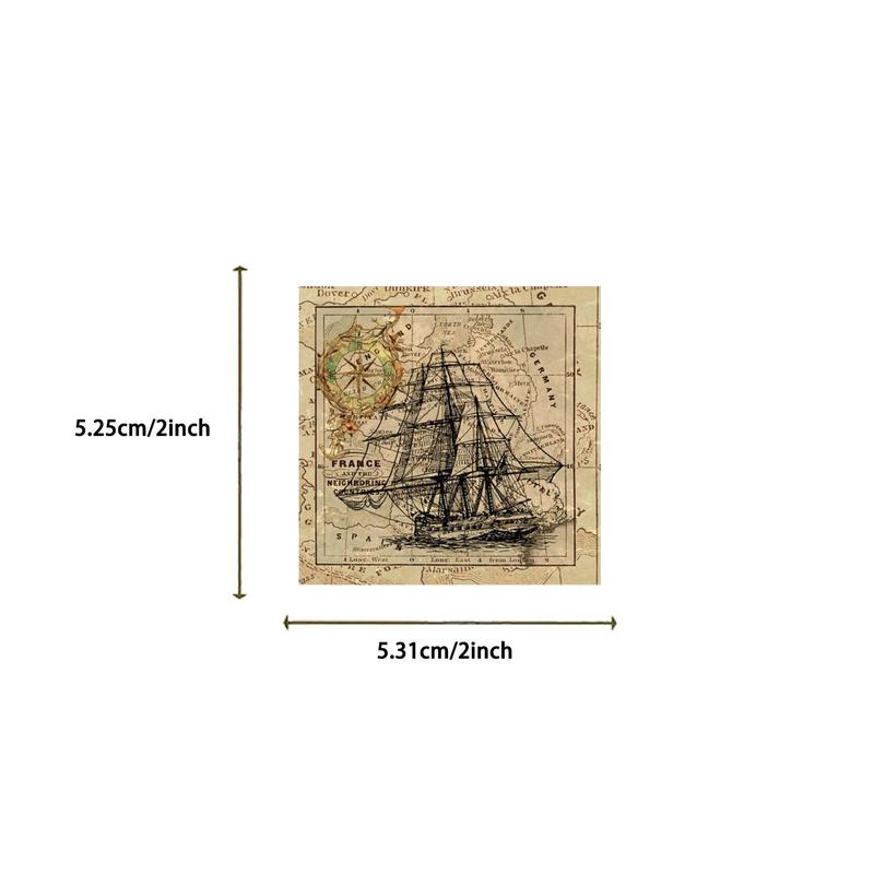 Product Introduction of Vintage Map Planet Pattern Sticker, 50/1000pcs Retro Sticker, DIY Decorative Sticker for Phone Case, Water Bottle, Room, Diary, Scrapbook, Ornaments 1