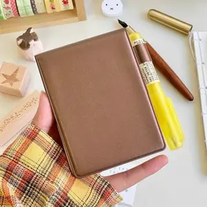 [TOTORI] 110x105mm Mini Choco Leather Notebook Journal Kit DIY Scrapbook Decor Travel Diary