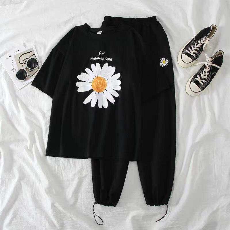 QUẦN ÁO NỮ SET ÁO HOA CÚC KÈM QUẦN BOM QUẦN ỐNG RỘNG