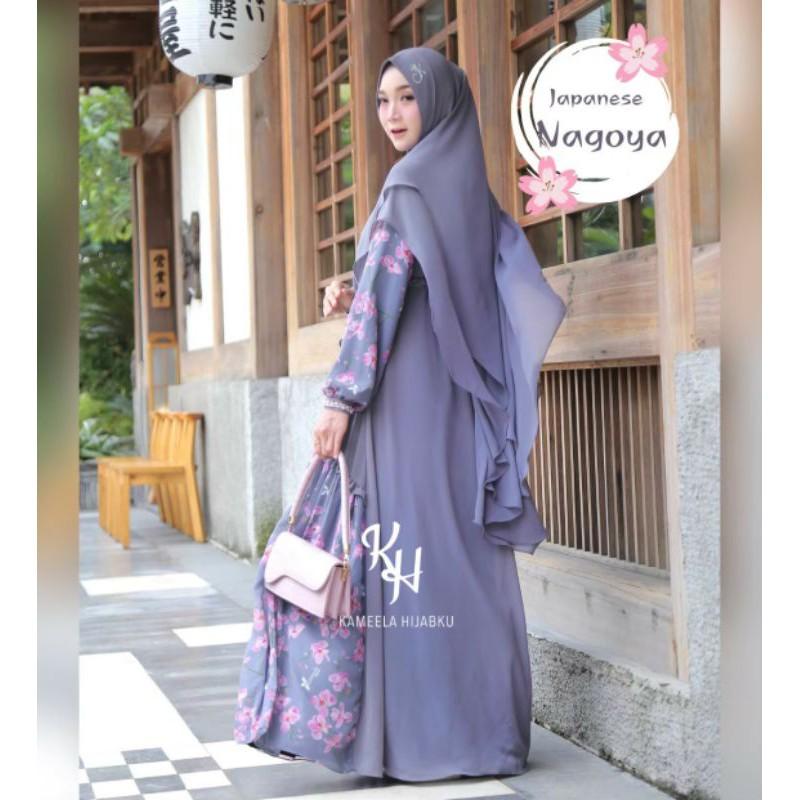 NAGOYA SET Japanese Cherry Blossom Original By Kameela Hijabku. Gamis set premium high quality low price must have it 8