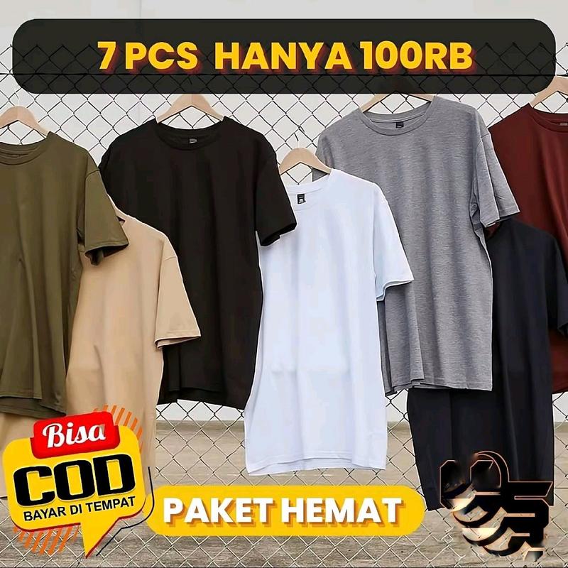 Kaos polos pria dewasa unisex lengan pendek 100ribu dapat 7 Baju Oblong Lokal Polyester 0