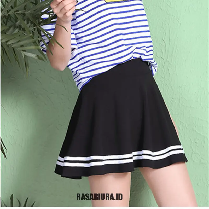 korean style rok wanita list putih terbaru jumbo rok mini olahraga rok zumba rok senam zumba rok wanita jumbo list rok korea Sport Nyaman Sport Wanita