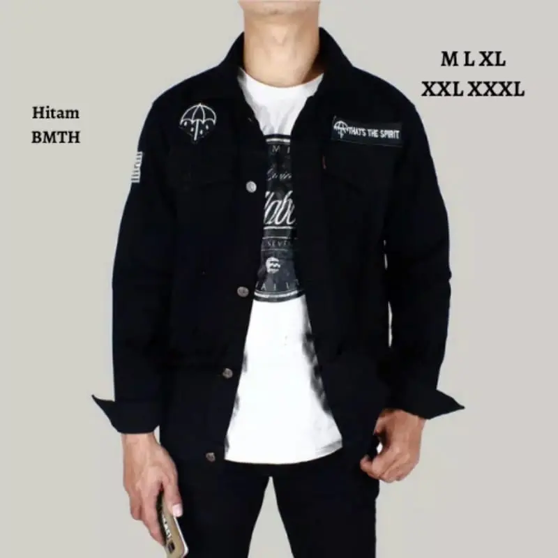 DABEDA ORIGINAL BRAND Jaket jeans bordel pria best seller jaket jeans bordir emblem Kancing Denim Tebal 2