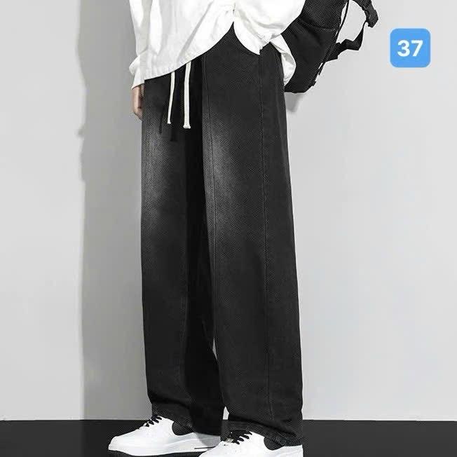 Quần baggy jean nam ống rộng có túi màu đen wash xám nhạt trơn cao cấp - ChấmStore BG37 chất bò dãn nhẹ from dán chuẩn Menswear Pants