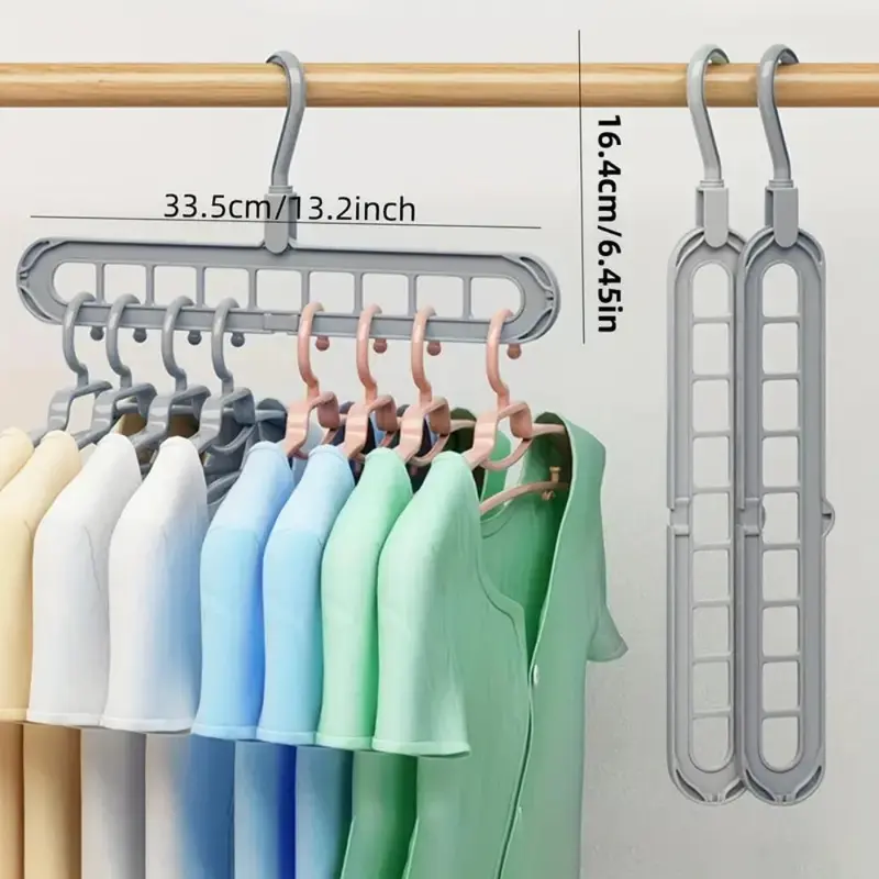 9 Holes Foldable Hanger, 6 Counts Space Saving Clothes Hanger, Clothes Organizer for Home Bedroom Wardrobe Dormitory, Hanging, Closet Organizer 1
