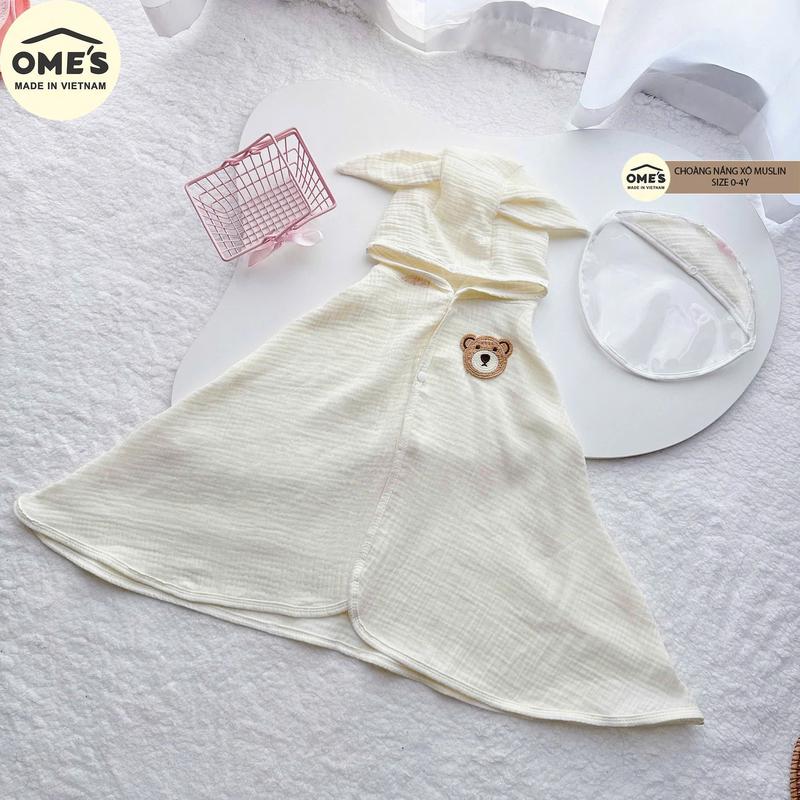 Áo choàng chống nắng Ome's kèm kính chắn gió, bụi  vải xô Muslin cho bé mùa hè 1