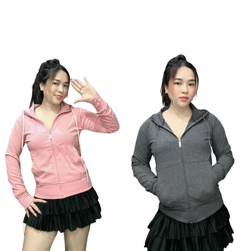 Áo khoác gân tăm trơn 1 túi trong siêu hot bảng 13 màu Women Nhung Top