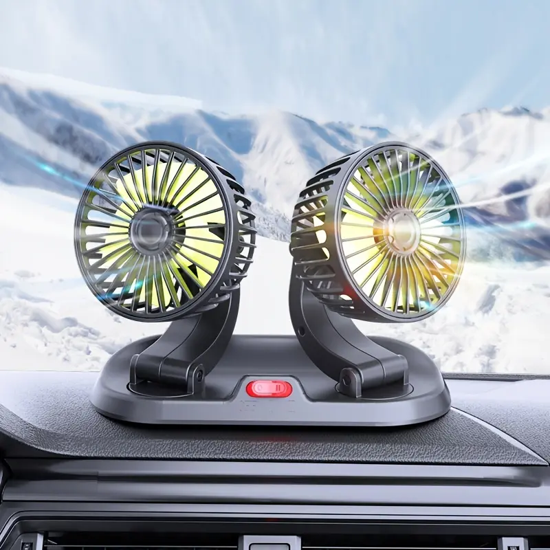Car Strong Dual Fan Air Conditioning Double Booster Cooler 360° Desktop USB Mini Fan For Car Van Truck Kipas Kereta Home Mobile
