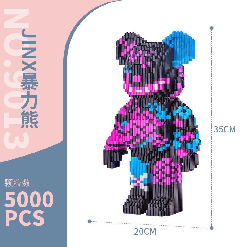 xếp hình Gấu Bearbrick jinx ironman người nhện cỡ lớn 36cm Đồ chơi lắp ráp mô hình bear brick nano 3D Tặngbúa