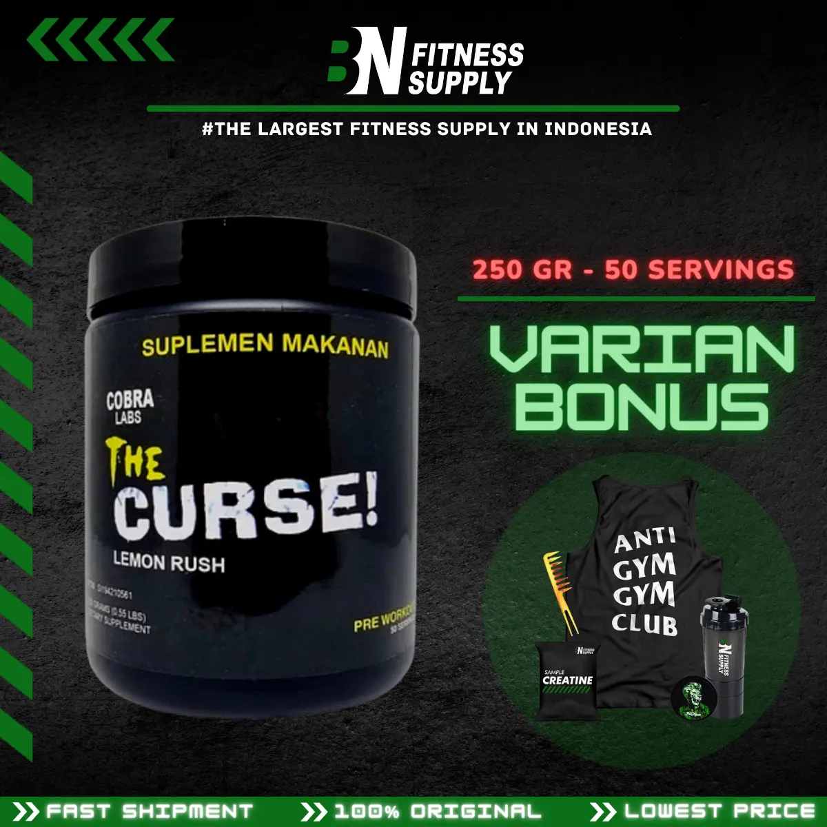 JNX Sports The Curse Pre Workout 50 SERVINGS | 250 GRAM