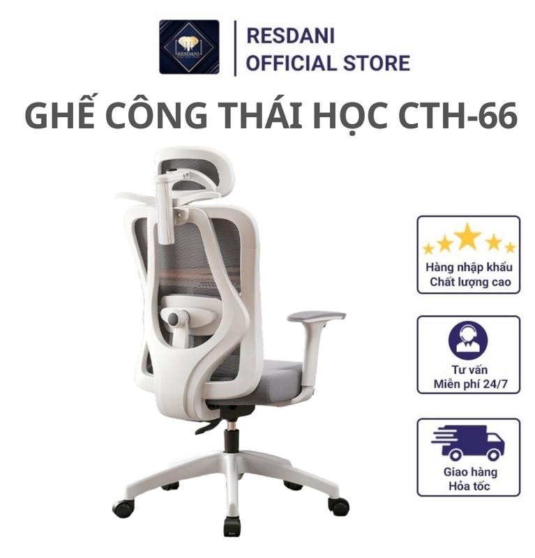 CTH-66 Ghế Công Thái Học Ghế Làm Việc,Hỗ Trợ Bảo Vệ Cột Sống Ngả Lưng 125 Độ,Tựa Đầu tay Ghế Điều Chỉnh 3D RESDANI decor