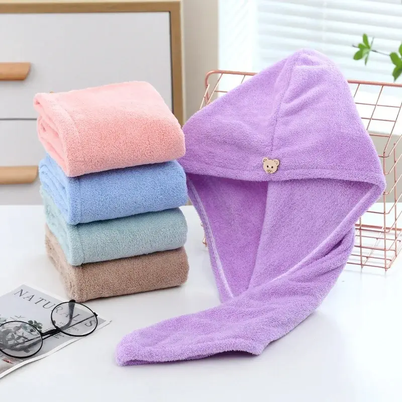 Women Soft Microfiber Towels Shower Cap Towel Bath Hats for Women Dry Hair Cap Quick Drying Soft for Lady Turban Head Girl Towel