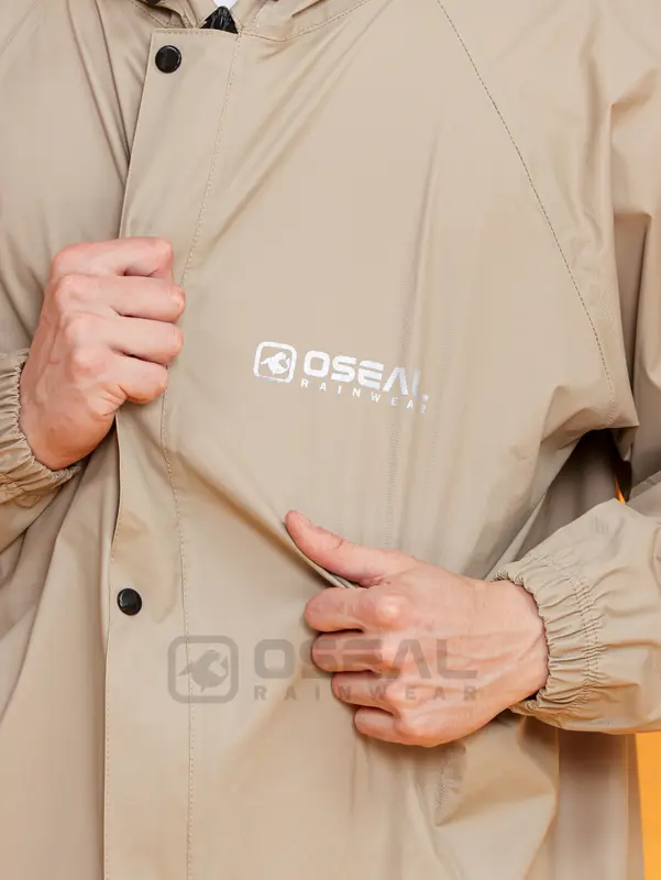 Jas Hujan OSEAL Full Seal Raincoat Mantel Pria Wanita Dewasa Aura Series Cream 5