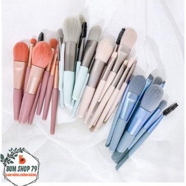 Full Bộ cọ 8 cây makeup lông mềm mịn tặng kèm túi Zip Vintage, Bộ cọ trang điểm cá nhân gốm 8 cây chính hãng 0