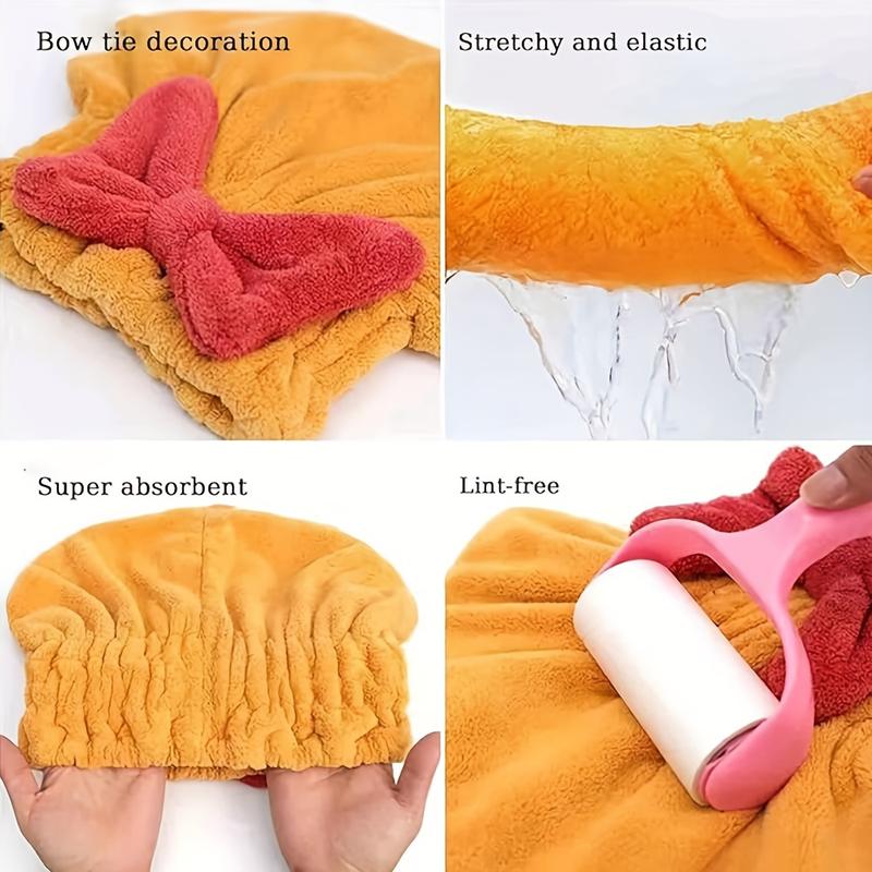 4-Pack Women's Hair Towel Wraps, Quick-Dry Thickened Soft Bow Tie Turban, Microfiber Polyester, No Oil, for Curly Hair, Normal Texture, Woven Fabric, Beauty & Personal Care Hair Tools 6