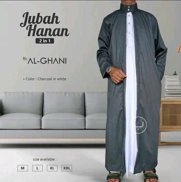 Jubah Hanan 2 in 1 jubah pria premium bahan katun exclusive 1