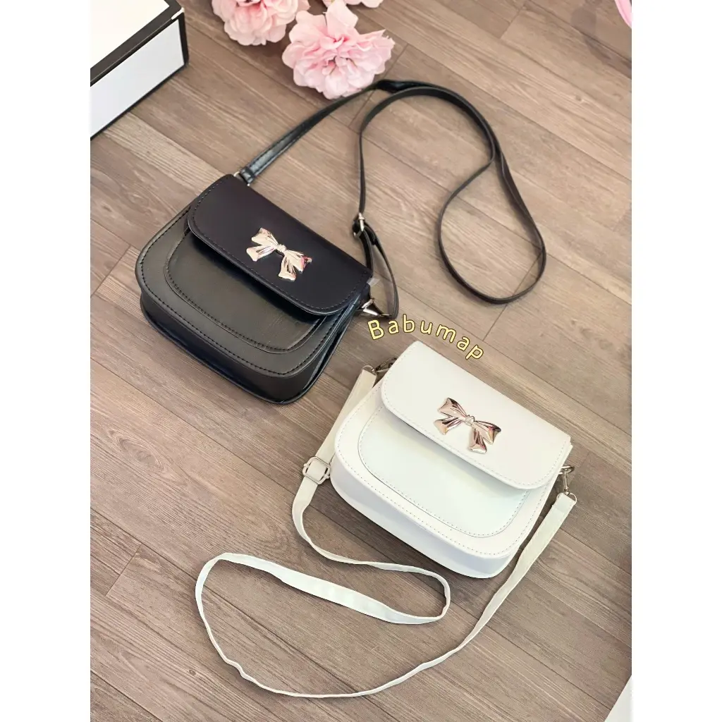 Túi xách nữ đẹp đeo chéo vai thời trang trẻ trung công sở, 2 Ngăn Nơ Bag Da Đeo Vai