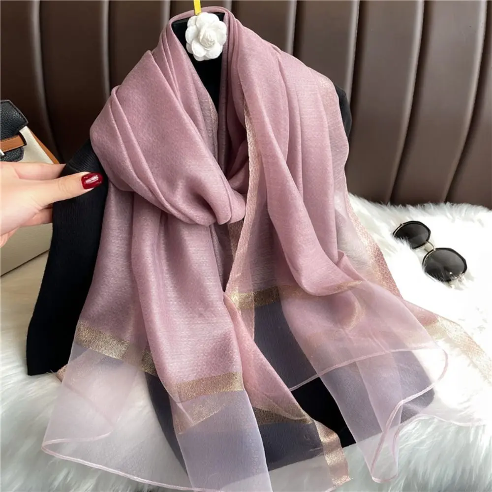 Fashion Large Luxury Organza Silk Scarf Elegant Solid Color Long Scarves 180*70cm Solid Shawls For Women Hijab