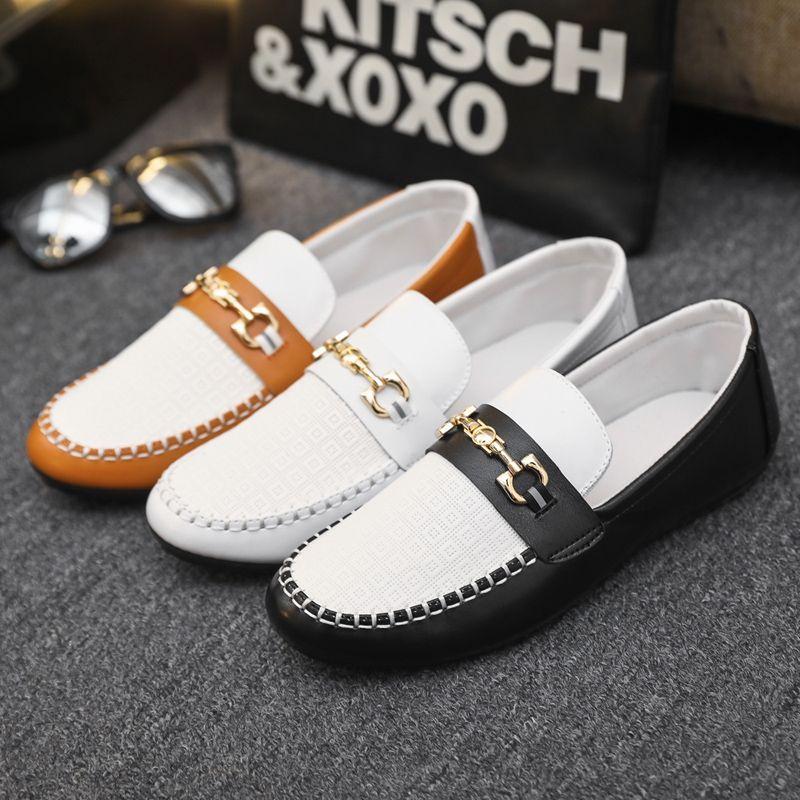 Giày Da Thường Ngày Cho Nam, Hàng Mới Về Mùa Thu, Đế Mềm, Gommino, Giày Lười Lái Xe, Giày Trắng Hoa Shoes 3