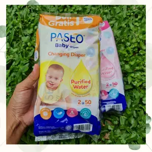 tisu basah paseo 8 pack 50 sheet (4 bundle) non alkohol Kuning Pink Wipes Tissue