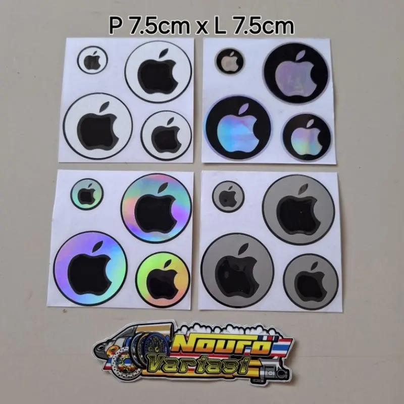 Cs Stiker cutting apel isi 4 hitam silver hologram berkualitas