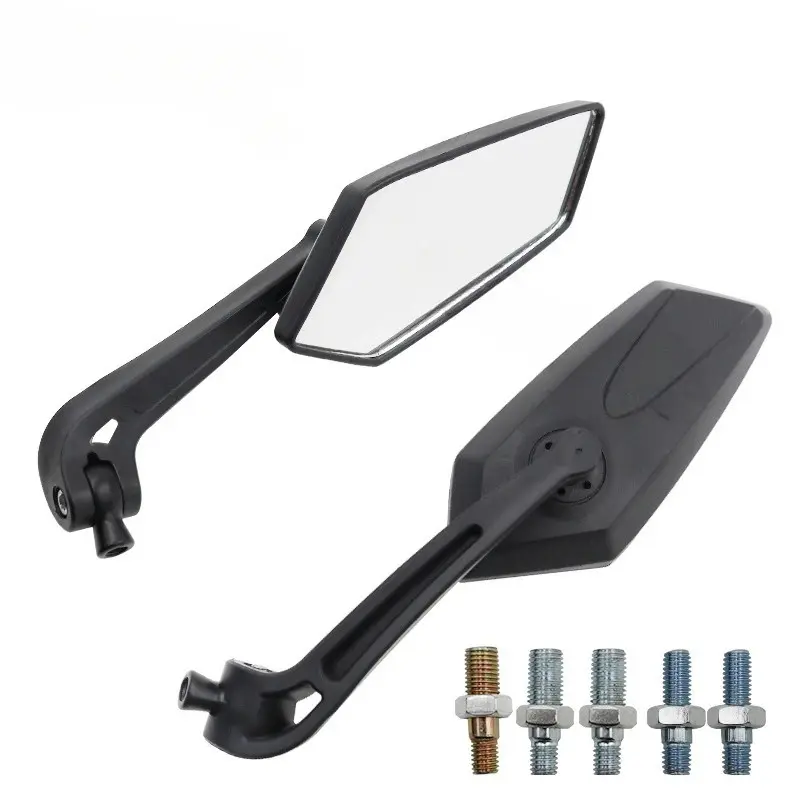 8/10MM Screw Motorcycle Sidemirror Reverse Rearview Mirror Suitable for Most Models Ultra White Clear and Blue Anti Glare Lenses