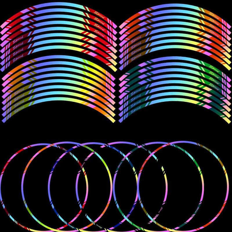 Miếng Dán Bánh Xe Máy, Băng Vành Phản Quang, 16 Cái, Băng Vành Xe Máy, Miếng Dán Bánh Xe, Phụ Kiện Xe Máy, Đầy Màu Sắc, 17 ", Thích Hợp Cho Honda Và Kawasaki, # 467020