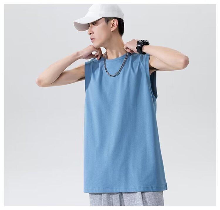 Product Introduction of Summer Solid Color Men's Vest Sleeveless Sports Loose Men's and Women's Same Sleeveless T-shirt 8