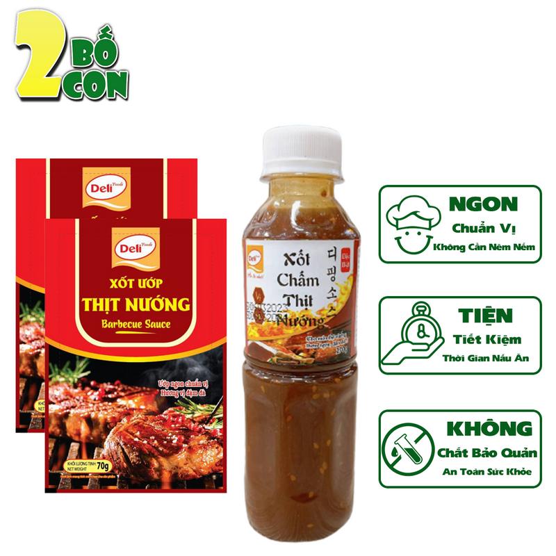 Combo 1 Chai Xốt Chấm Thịt Nướng 270g Và 2 Gói Xốt Ướp Thịt Nướng 70g DELI Nước Sốt Gia Vị