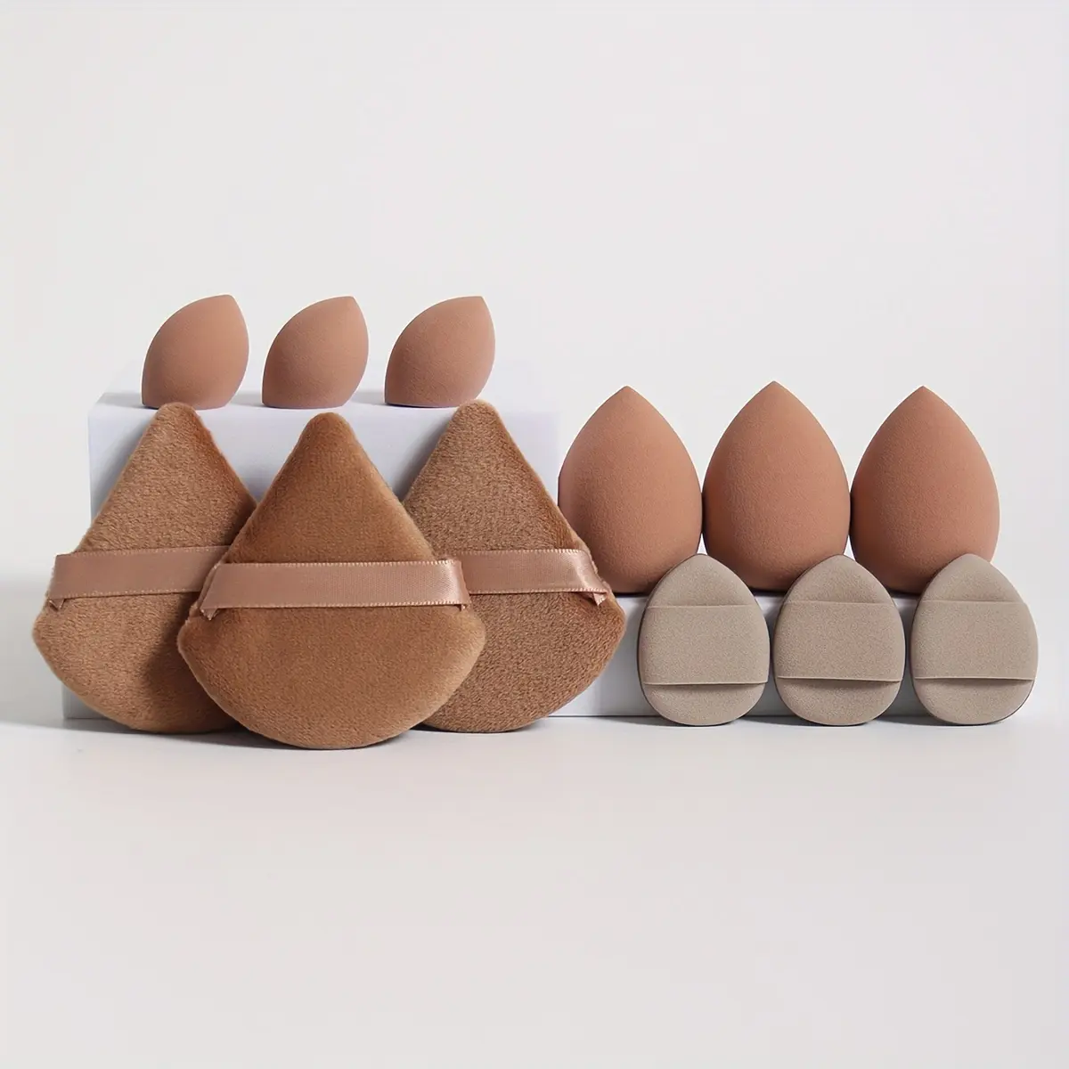 12Pcs Pro Makeup Sponge Soft Gentle Versatile Tools Flawless Foundation Concealer Powder Blush Application for All Skin Types Includes 3 Powder Puffs 3 Mini Air Cushion Puffs 3 Mini 3 Medium Beauty Blenders