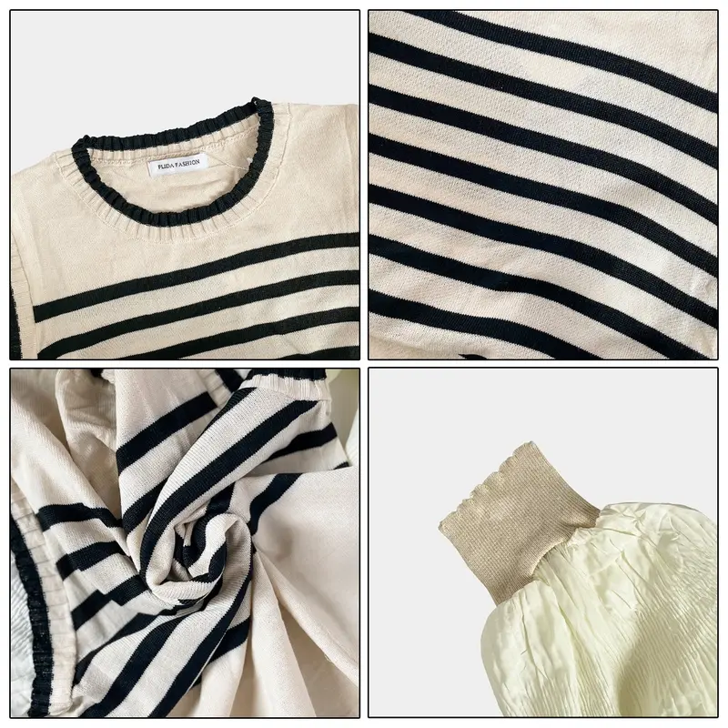 FLIDA - D28 atasan rajut wanita lengan balon panjang Korean Style - Remaja, Baju - Putih - Knitwear Tanga 7