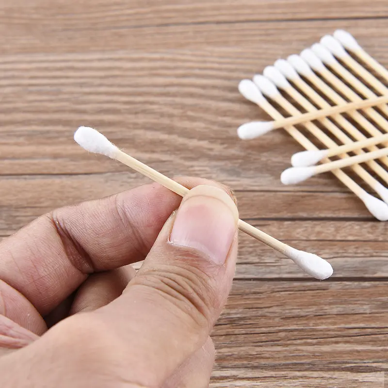 Tăm Bông Ngoáy Tai Gói 100 PCS Bằng Gỗ Tre Chắc Chắn Tiện Lợi Tăm Bông Tre Thân Thiên Môi Trường
