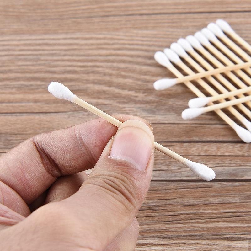 Tăm Bông Ngoáy Tai Gói 100 PCS Bằng Gỗ Tre Chắc Chắn Tiện Lợi Tăm Bông Tre Thân Thiên Môi Trường 0