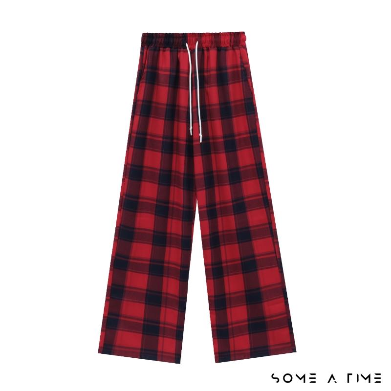 Product Introduction of Quần Kẻ Caro Ống Suông Rộng Sometime 8 Màu Nam Nữ Unisex Có Giải Rút Vải Không Xù Mặc Đi Chơi Đi Ngủ-CR01 Ong Menswear 9