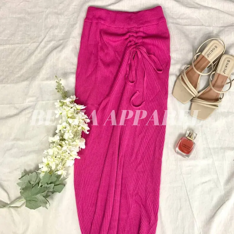 [Beyza Apparel] Serut Rok Span Wanita Rajut Korean Style Bawahan Rajut Wanita Formal Casual Fit Panjang Nyaman Pendek Basic Kerja Hitam Semi 4