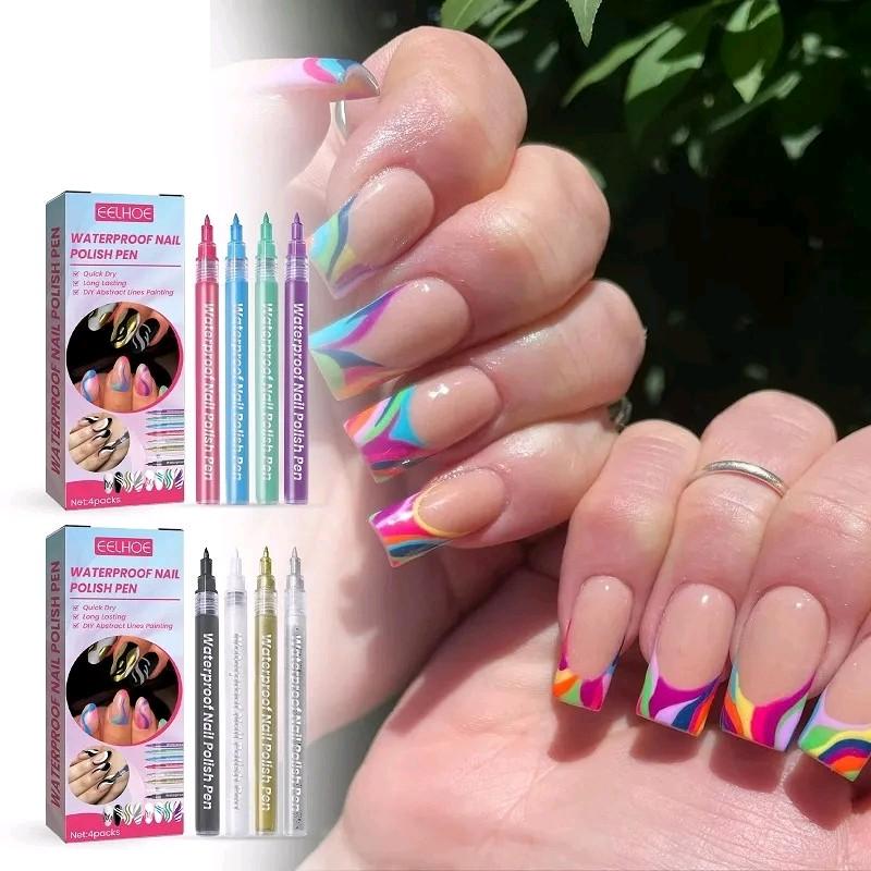 Cat Kutek Lukis Kuku Tahan Air Nail Art Pen Set Gel Polish