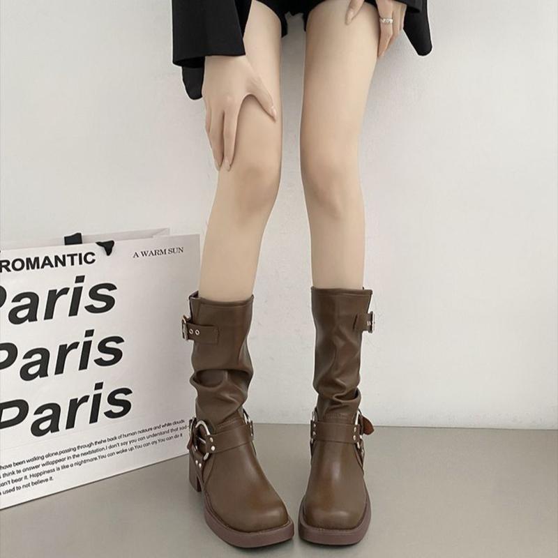 Freeship Ảnh Thật Giày Bốt Cao Bồi Bốt Martin Cổ Cao Cá Tính Cool Ngầu Hot Trend 2023 Shoes Boot Nữ