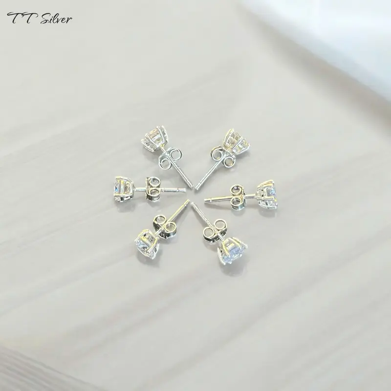 Bông tai bạc dáng nụ s925 bền màu đá 5li sáng sang trọng cho nam và nữ. Nụ 1 1