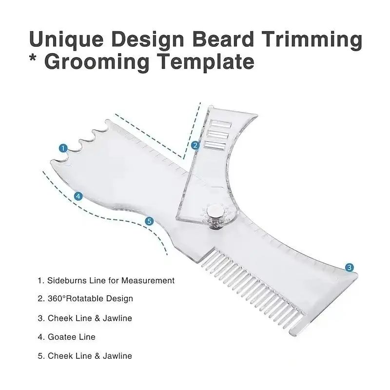Random Color Rotatable Beard Styling Comb, 1 Box Adjustable Beard Styling Ruler, Professional Beard Styling Tool For Men 7
