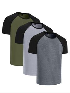 Men's Colorblock Round Neck Tee, Casual Comfy Short Sleeve T-shirt for Summer, Men's Top for Daily Wear
