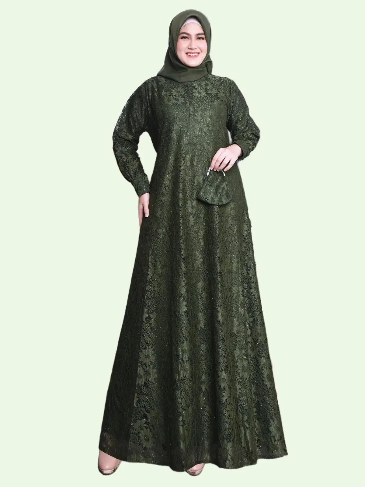 gamis safana gamis burkat jumbo dress kondangan dress pesta free masker Wanita Muslim Mewah Lembut Tebal