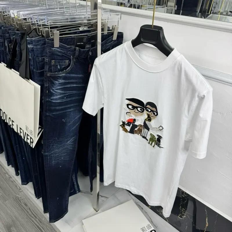 (Phông Siêu cấp) Thêu Hình (3DDDDDDDDDDDDDDDD) Cao Cấp Nam Nữ Đen Trắng 260GSM Cotton Lạnh Độ Sắc Nét 5