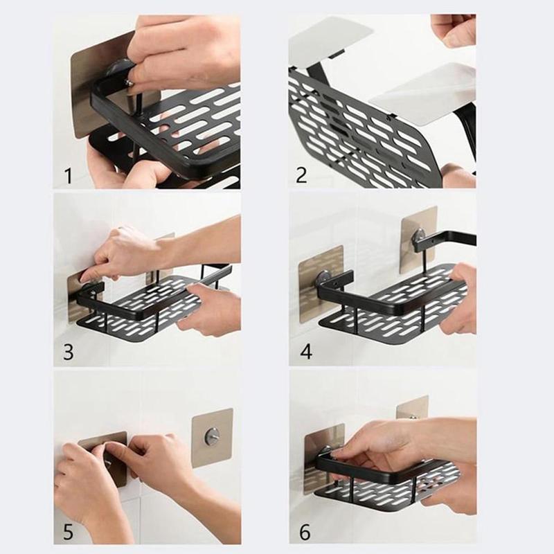 Giá Để Đồ Đa Năng, Treo Tường, Không Cần Đục Lỗ, Làm Bằng Nhôm, Thiết Kế Khoét Lỗ Thích Hợp Cho Bồn Rửa Trong Phòng Tắm, Với Chức Năng Lưu Trữ 7