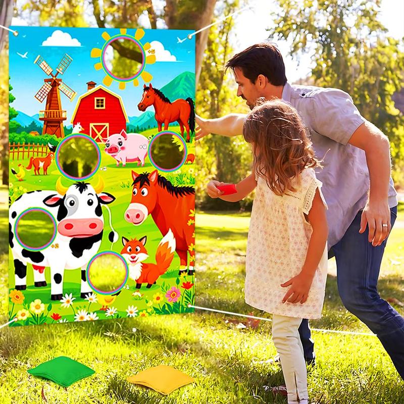 Farm Animal Pattern Throwing Game Banner, Durable Toss The Target Banner, Outdoor Leisure Equipment for Family Party Holiday Game 4