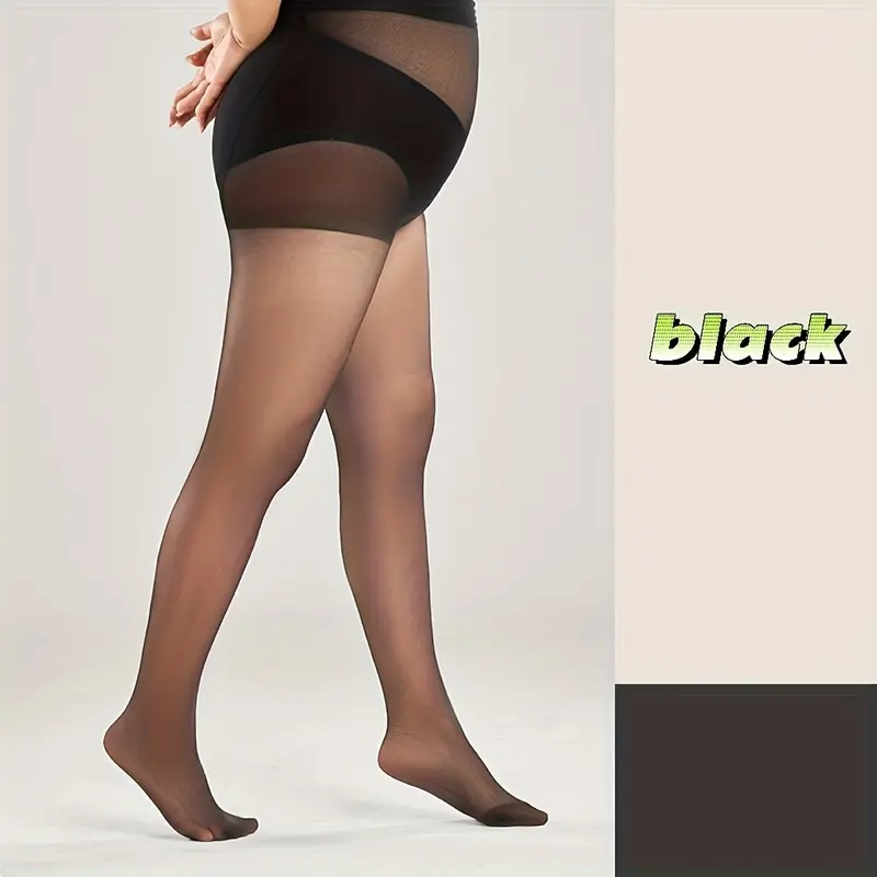 6pcs Plus Size Sheer Tights - High Waist, Slim Fit Pantyhose in Black, Nylon/Spandex/Polyester Blend, Hand Washable - Smooth, Stretchy & Comfortable for Casual Attire, Leggings Plus Size 2